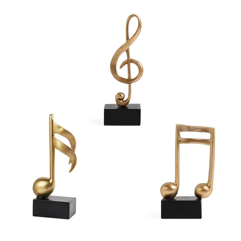 Musical Note Figurines Home Decoration Resin Golden Sculpture Home Decor Desk Piano Office TV Cabinet Ornaments Souvenirs