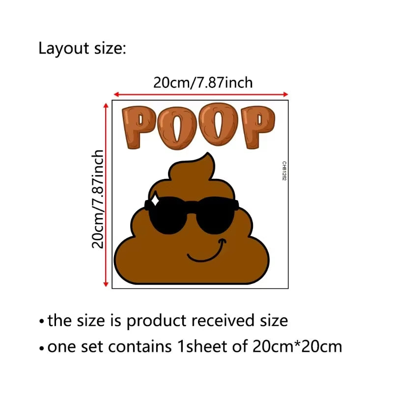 Poop Funny Creative Wc Waterproof Sticker Pvc Self-Adhesive Decorative for Home Bathroom Toilet Accessories Home Decoration