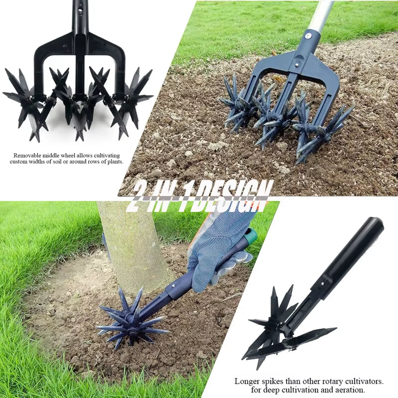Garden Aerator Garden Soil Scarifier Wear Resistant 2 in 1 Ventilated Scarifier Rotary Tiller for Garden Rotary Cultivator Tool