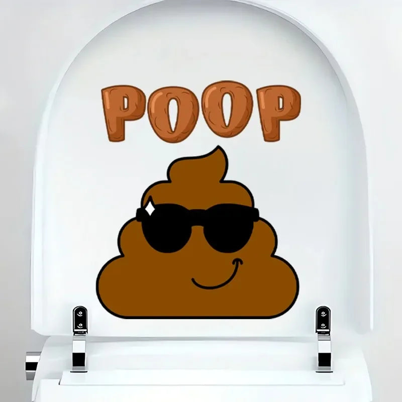 Poop Funny Creative Wc Waterproof Sticker Pvc Self-Adhesive Decorative for Home Bathroom Toilet Accessories Home Decoration