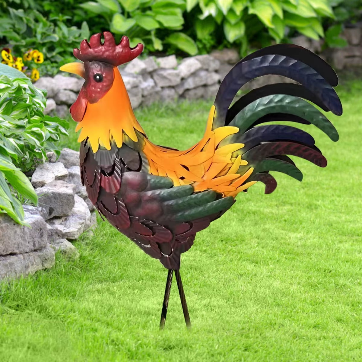 Metal Figurine Rooster Sculpture Carved Iron Rooster Home Furnishing Articles Artwork Home Decoration Statues Sculptures