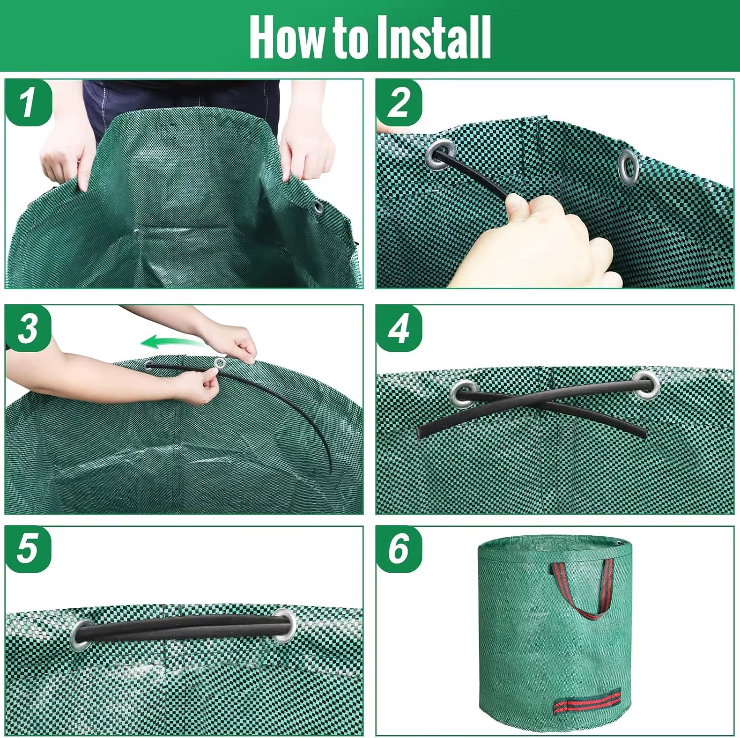 Garden Waste Bags Heavy Duty Reusable Garden Sacks Garden Tools Bags for Garden Waste Plant Waste Grass Leaves Bag