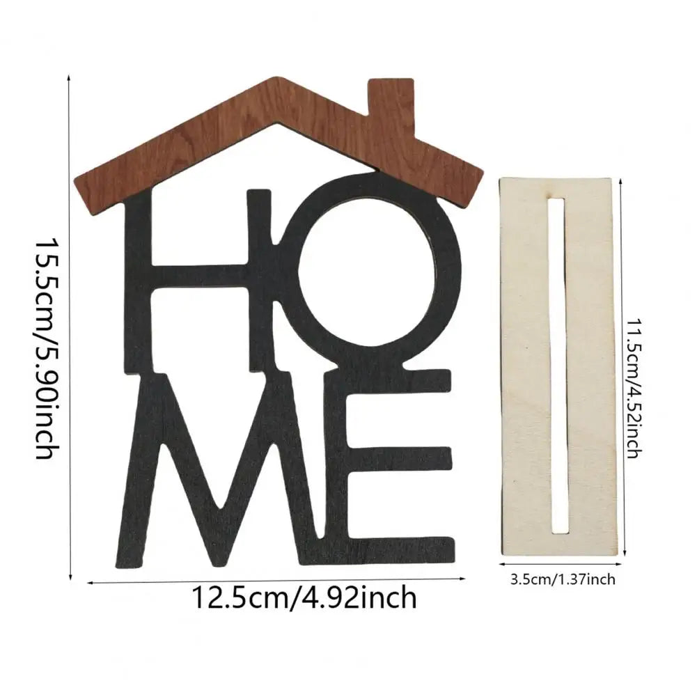 LOVE HOME Desktop Decoration Hollow Home Office Living Room Table Centerpiece with Wooden Base English Letter HOME Table Decor
