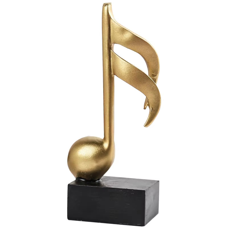 Musical Note Figurines Home Decoration Resin Golden Sculpture Home Decor Desk Piano Office TV Cabinet Ornaments Souvenirs