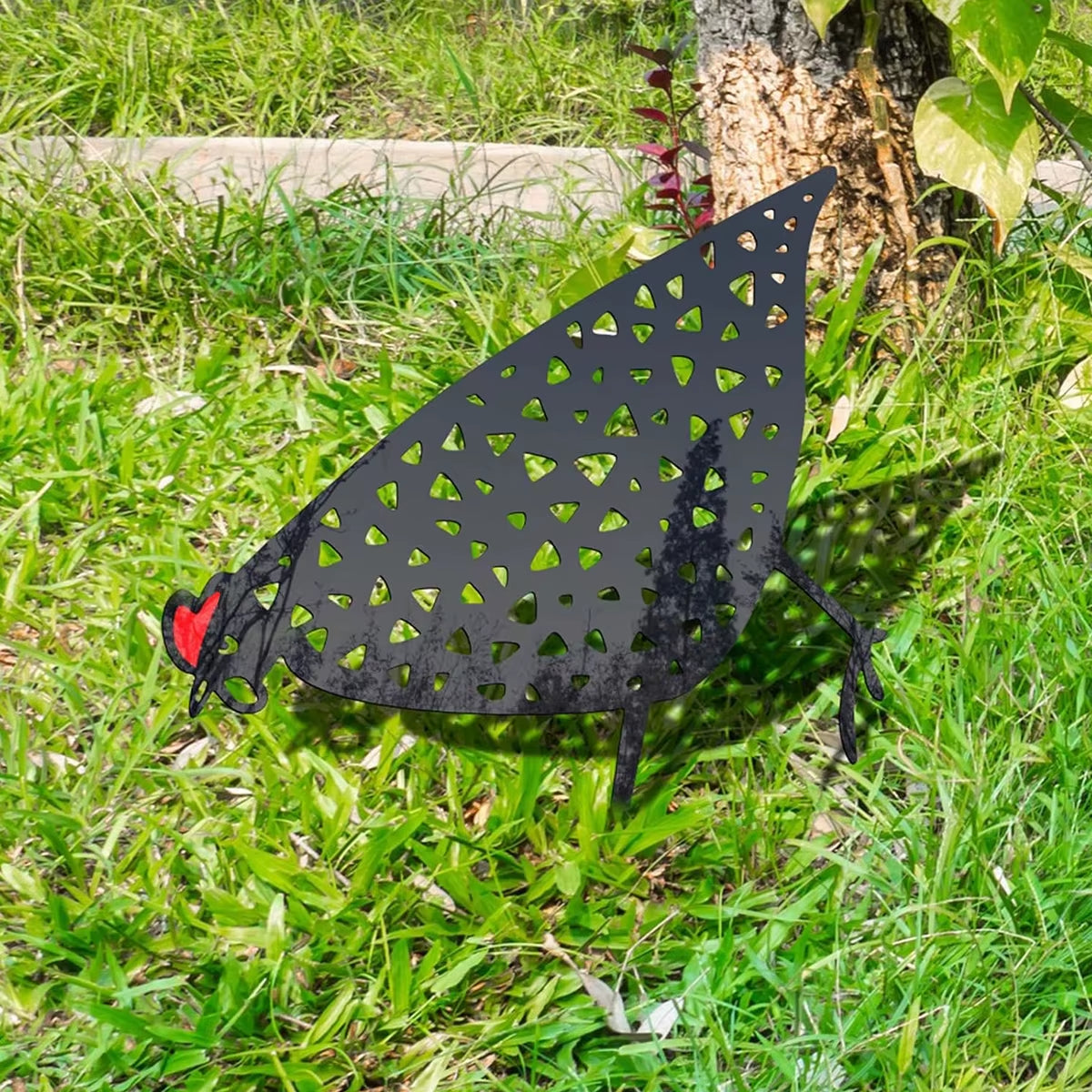 1Pc Lovely Garden Decorations Garden Decorative Stakes Metal Chicken Garden Decorations Lawn Stake Decorations