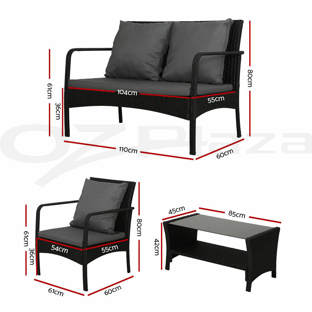 Gardeon Outdoor Furniture Lounge Table Chairs Garden Patio Wicker Sofa Set