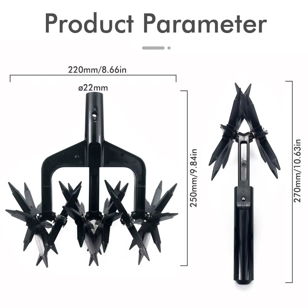 Garden Aerator Garden Soil Scarifier Wear Resistant 2 in 1 Ventilated Scarifier Rotary Tiller for Garden Rotary Cultivator Tool