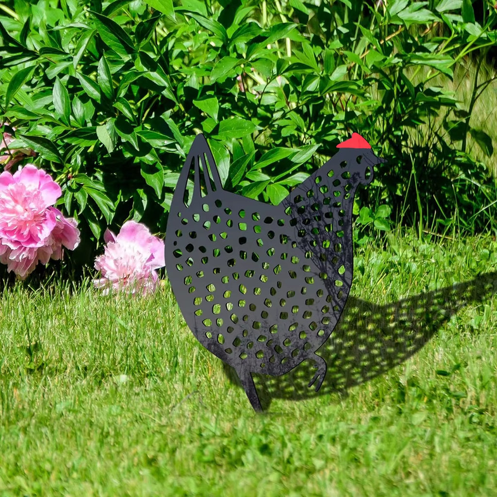 1Pc Lovely Garden Decorations Garden Decorative Stakes Metal Chicken Garden Decorations Lawn Stake Decorations