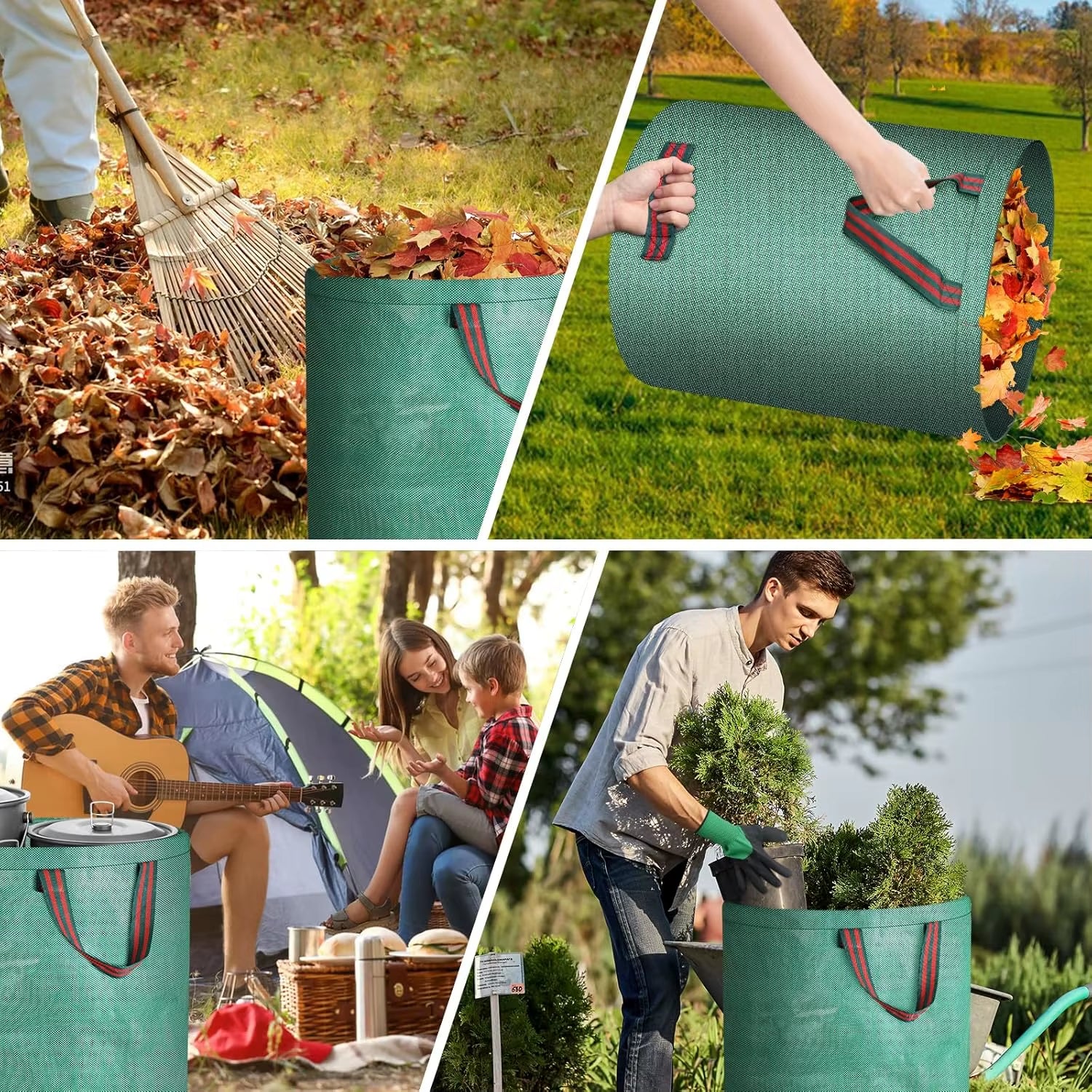 Garden Waste Bags Heavy Duty Reusable Garden Sacks Garden Tools Bags for Garden Waste Plant Waste Grass Leaves Bag