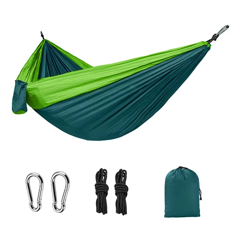 Single Person Portable Outdoor Camping Hammock with Nylon Color Matching Hammock High Strength Parachute Fabric Hanging Bed
