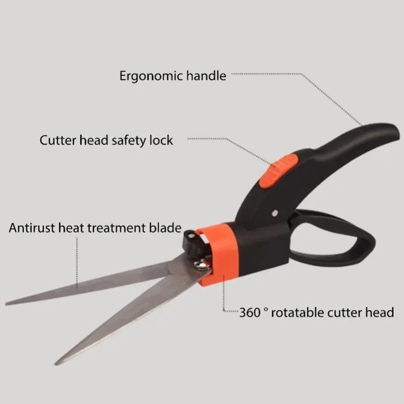Garden Scissors Lawn Garden Mowing Shears with 360 Degree Rotating Cutting Head Garden Grass Shears for Edge Cutting