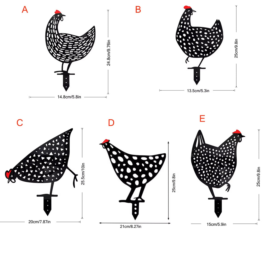 1Pc Lovely Garden Decorations Garden Decorative Stakes Metal Chicken Garden Decorations Lawn Stake Decorations