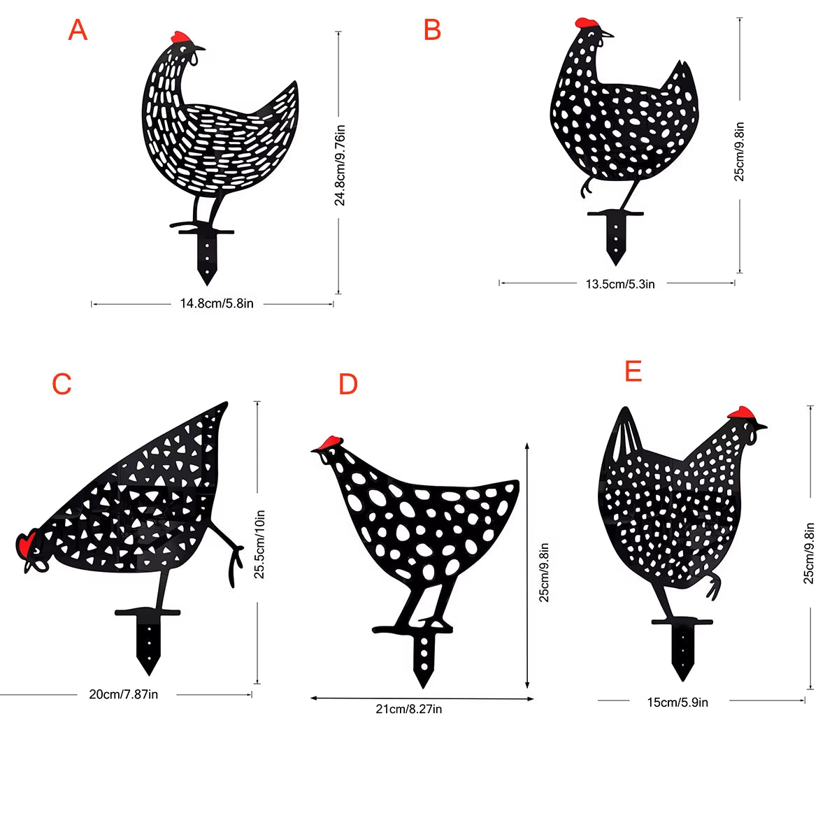 1Pc Lovely Garden Decorations Garden Decorative Stakes Metal Chicken Garden Decorations Lawn Stake Decorations