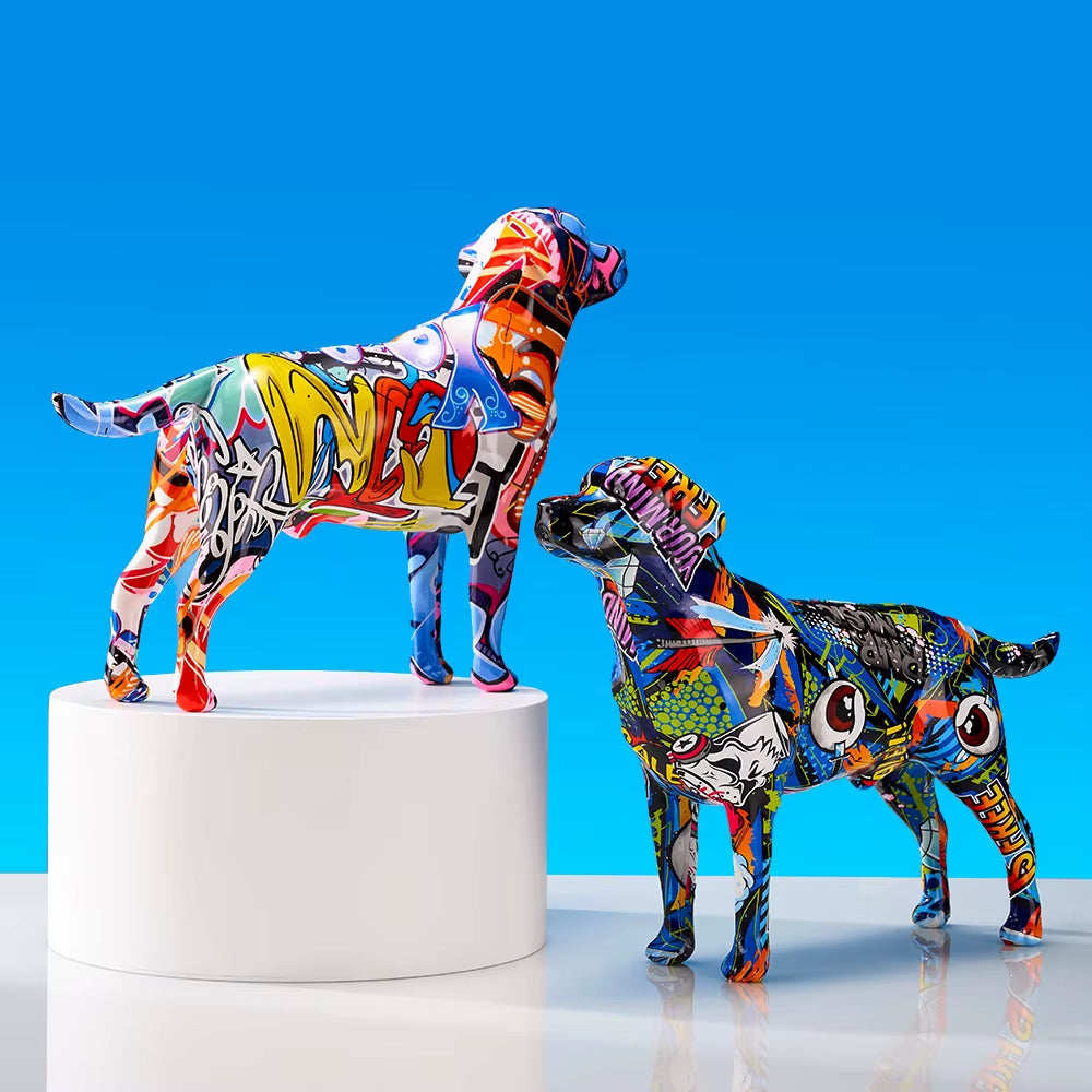 Creative Colorful Art Animal Labrador Resin Crafts Home Decoration Color Modern Simple Home Decoration Living Room