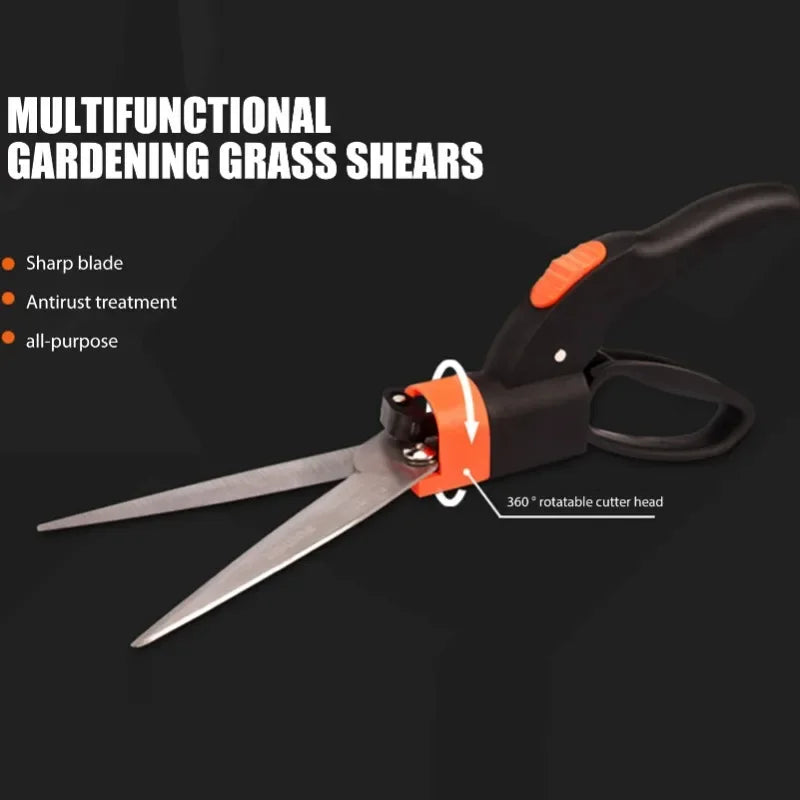 Garden Scissors Lawn Garden Mowing Shears with 360 Degree Rotating Cutting Head Garden Grass Shears for Edge Cutting